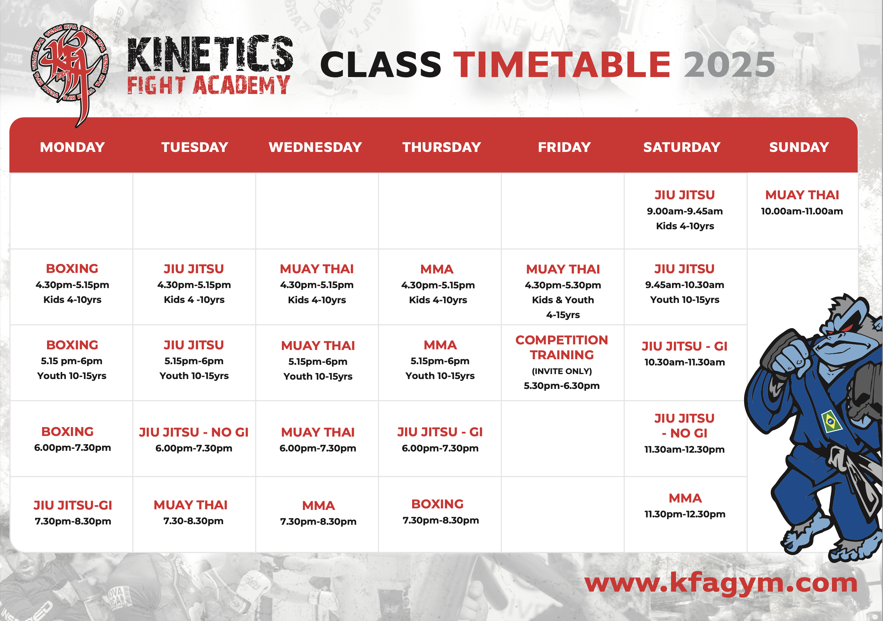 KFA Timetable