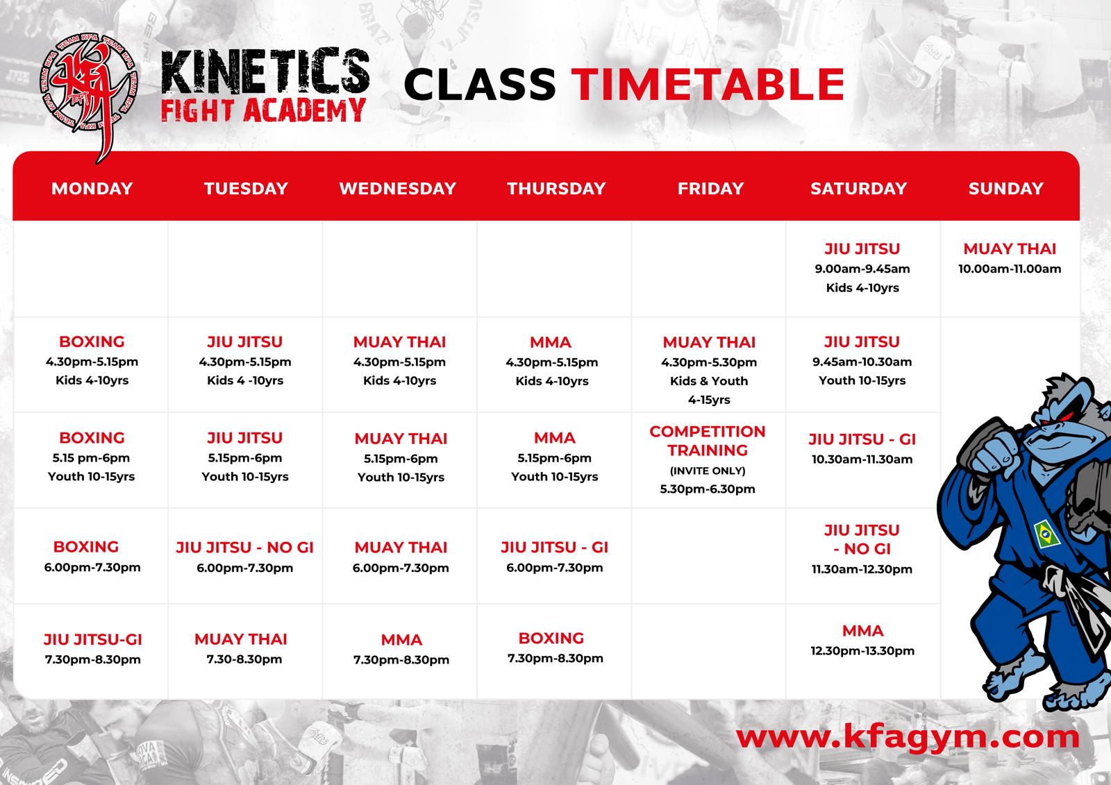 KFA Timetable